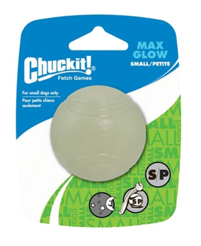CHUCKIT MAX GLOW-bal, gloeit in het donker, klein 5x5x5 cm