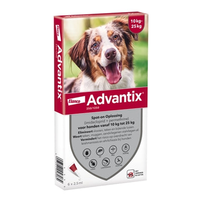 ELANCO ADVANTIX SPOT-ON 250/1250 10-25 kg - 6 pipetten