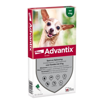 ELANCO ADVANTIX SPOT ON 40/200 tot 4 kg - 4 pipetten
