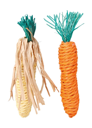 TRIXIE wortel- en maïskolf met stro, 15 cm, 2 stuks