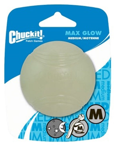 CHUCKIT MAX GLOW bal gloeit in het donker middelgroot 6 x 6 x 6 cm