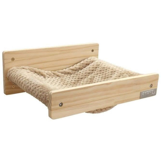 Wandhangmat voor katten - KERBL - HOUT - 38 x 33,5 x 16 cm - Massief hout - Pluche stof