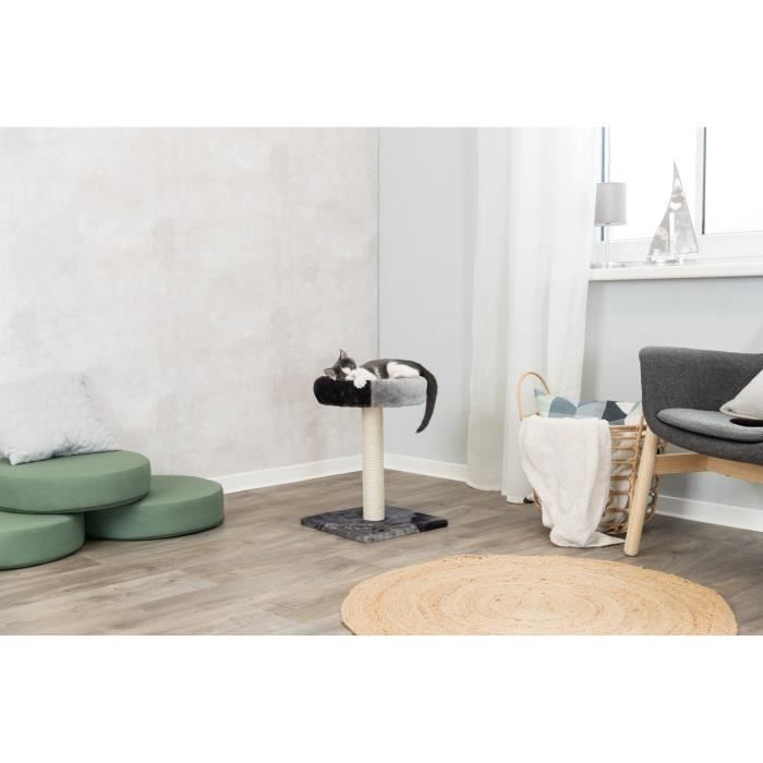 TRIXIE Tarifa kattenboom, hoogte 52 cm, grijs en zwart, pluche en natuurlijke sisal