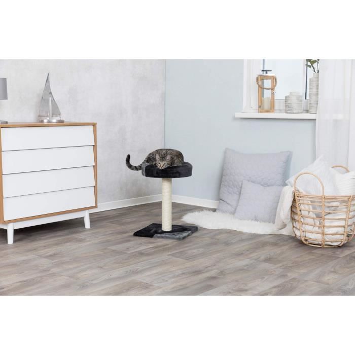 TRIXIE Tarifa kattenboom, hoogte 52 cm, grijs en zwart, pluche en natuurlijke sisal