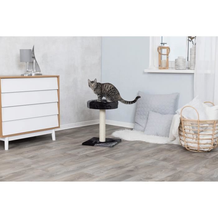 TRIXIE Tarifa kattenboom, hoogte 52 cm, grijs en zwart, pluche en natuurlijke sisal